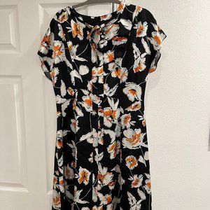St. John Collection Modern Floral Hammered Satin Dress